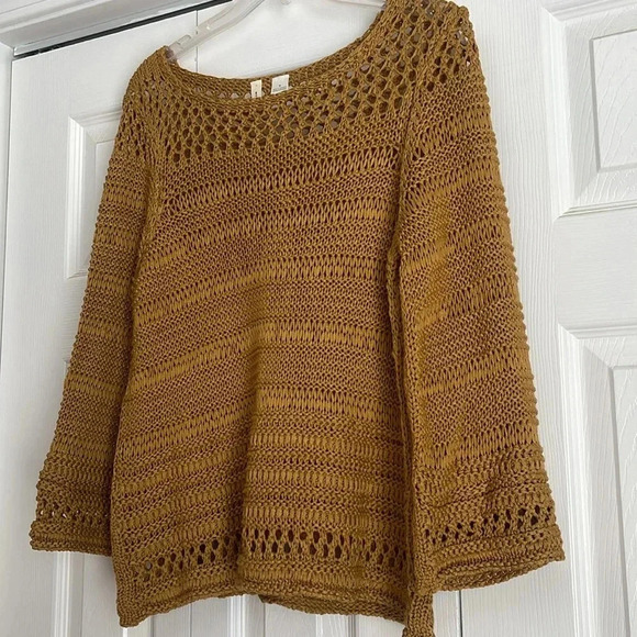 Moth by Anthropology knitted lightweight sweater tan beige color - Picture 3 of 9